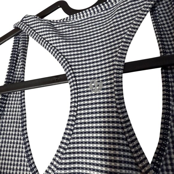 Lululemon Navy White Striped Racerback Stretch Knit Tank Top Size Small - Picture 2 of 4